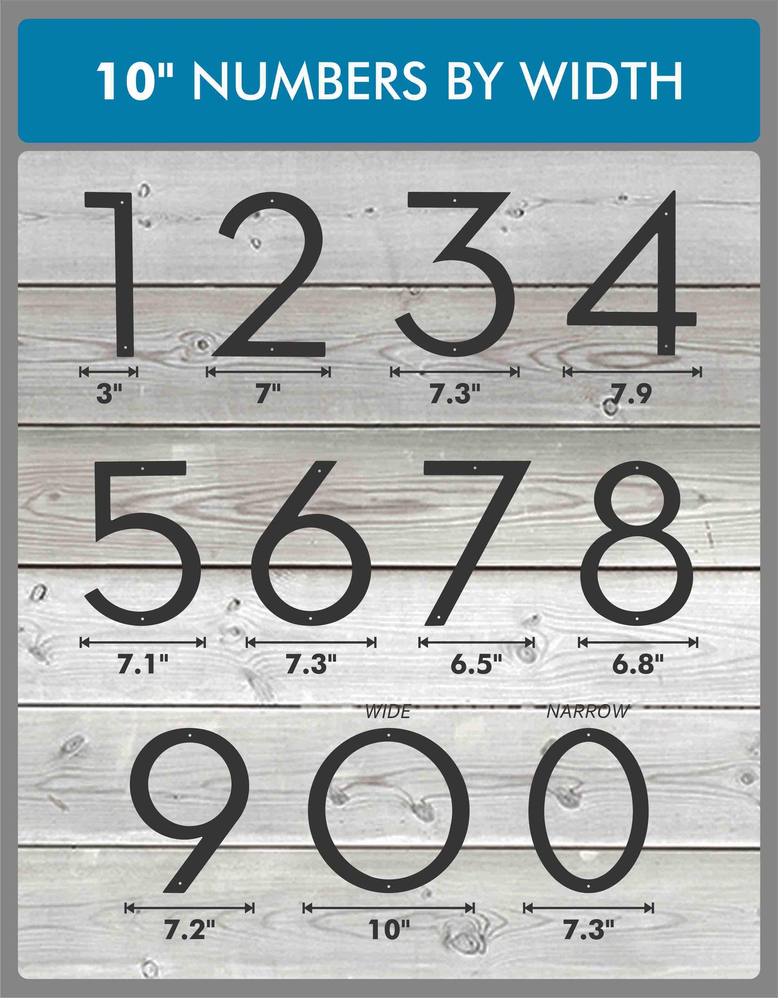 10'' Modern House Number or Letter - Contemporary Home Address - Large Door Numbers - JackJacks Metal