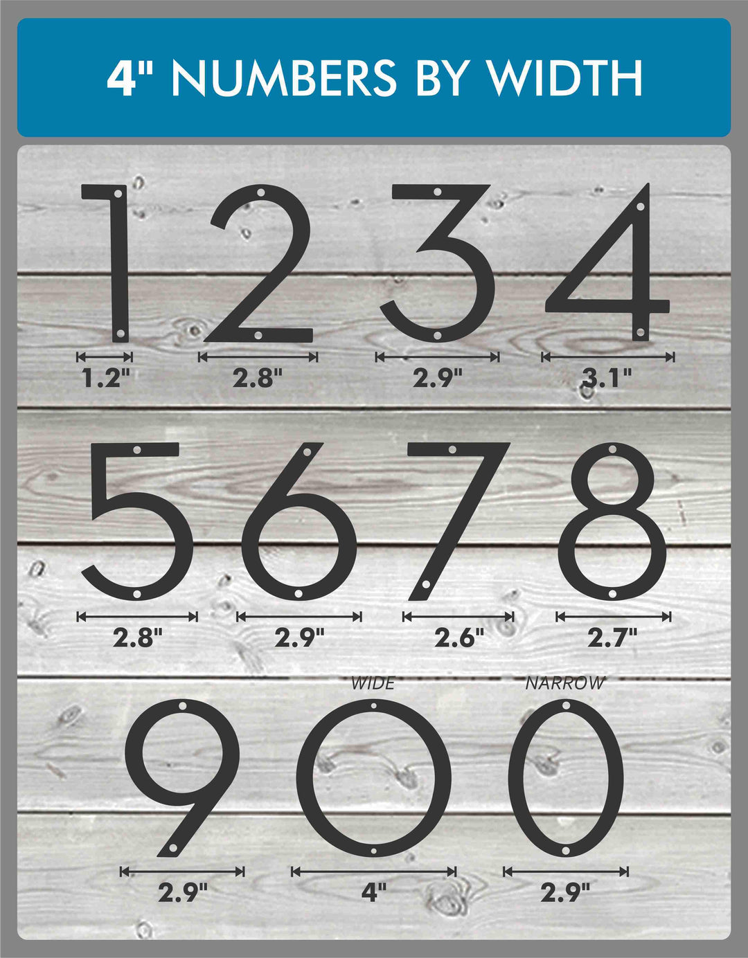 4'' Modern House Number or Letter - Contemporary Home Address - Medium Door Numbers - JackJacks Metal