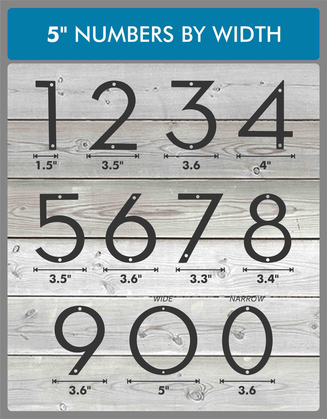 5'' Modern House Number or Letter - Contemporary Home Address -Medium Door Numbers - JackJacks Metal