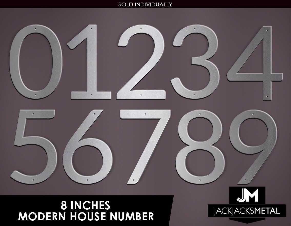 8'' Modern Classic House Number or Letter - Modern Classic Home Address - Large Door Numbers - JackJacks Metal