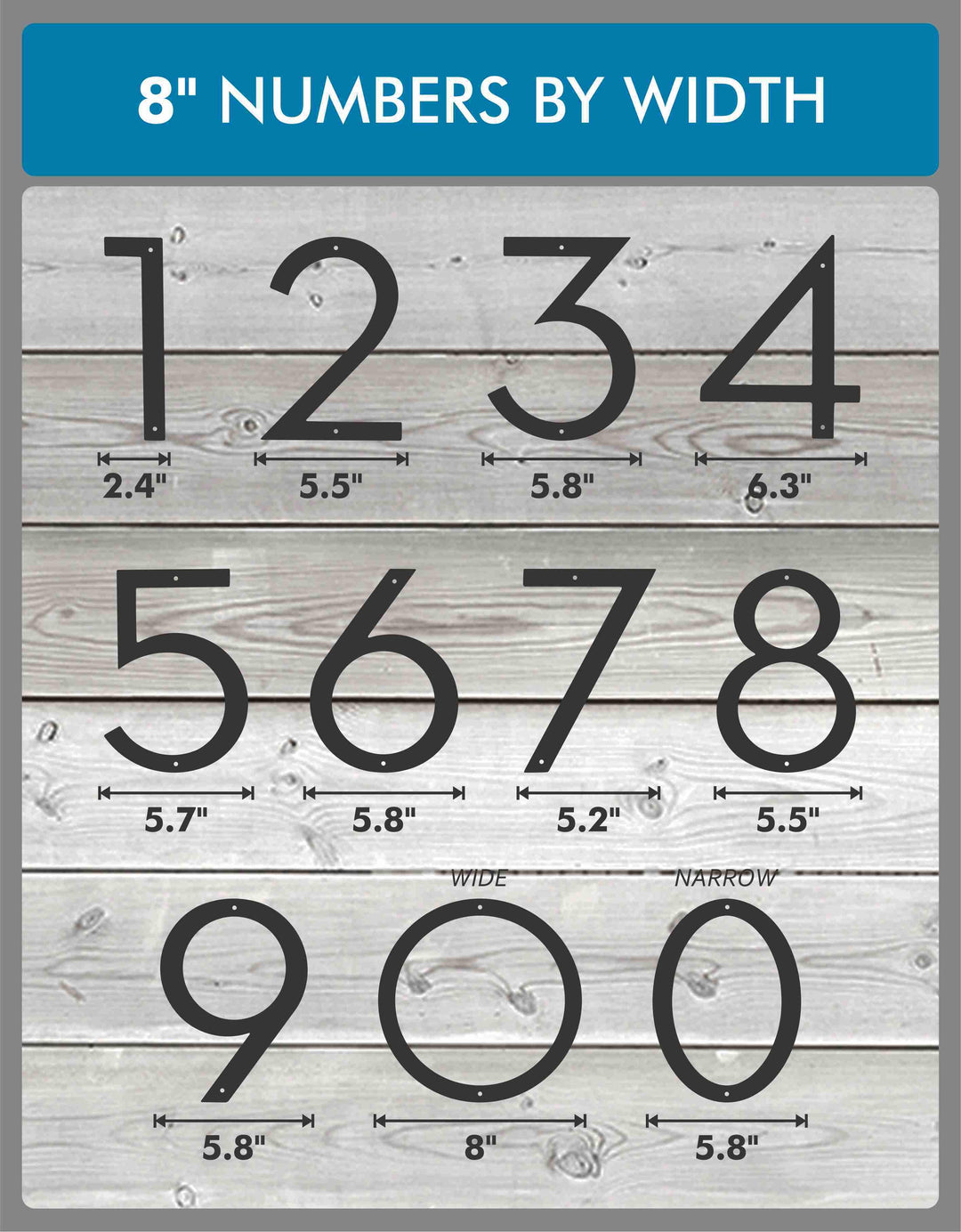 8'' Modern House Number or Letter - Contemporary Home Address - Large Door Numbers - JackJacks Metal