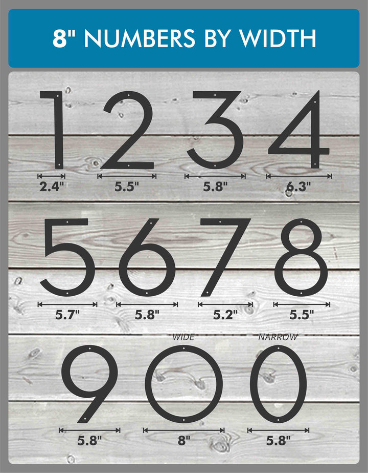 8'' Modern House Number or Letter - Contemporary Home Address - Large Door Numbers - JackJacks Metal