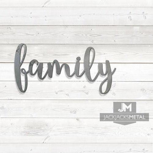 Family Word Wall Art Sign Rustic sign - JackJacks Metal