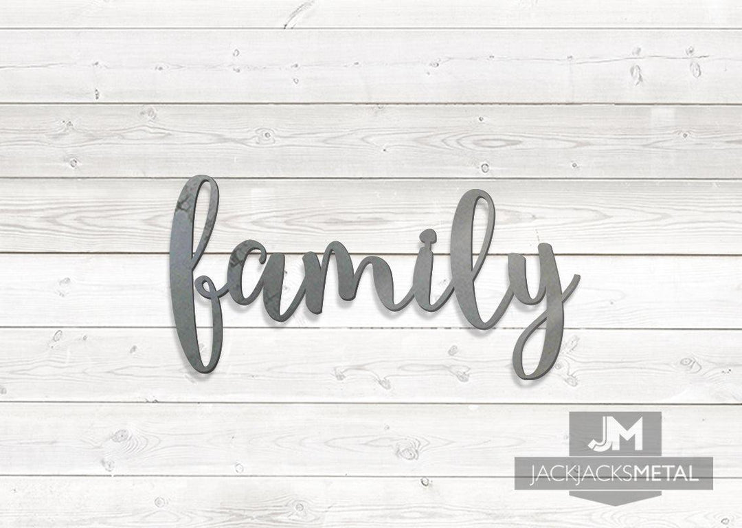 Family Word Wall Art Sign Rustic sign - JackJacks Metal