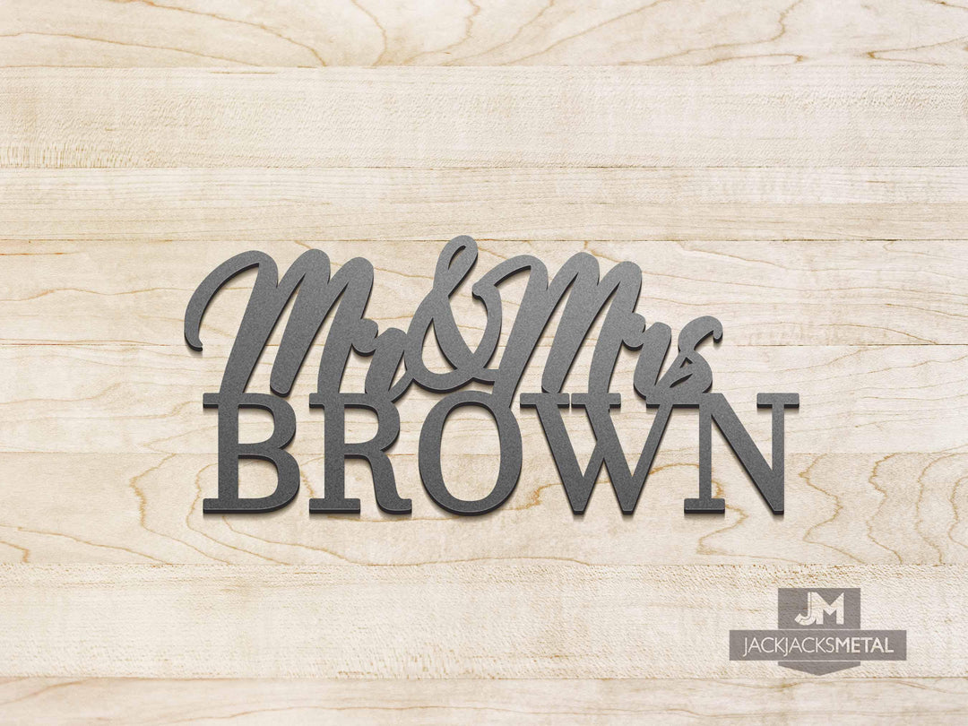 Personalized Mr. and Mrs. Wedding Surname Sign - JackJacks Metal