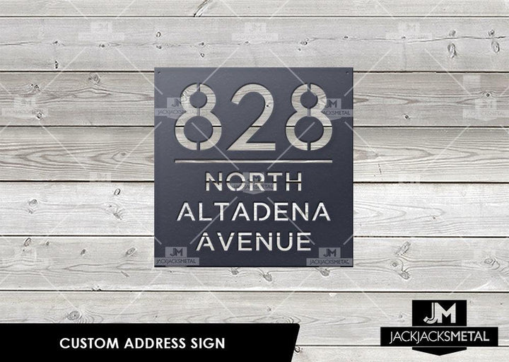 Square Address Plaques - Custom Metal Address Signage - Contemporary Home Address Signs - JackJacks Metal