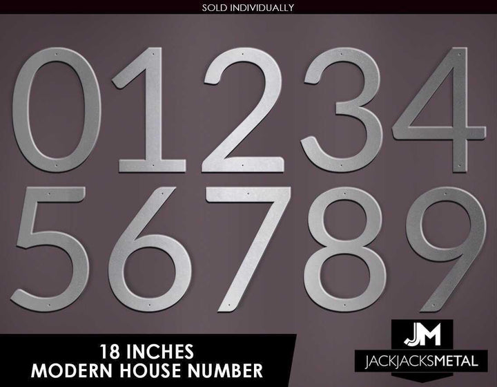 18'' Modern Classic House Number or Letter - Modern Classic Home Address - Large Door Numbers - JackJacks Metal 
