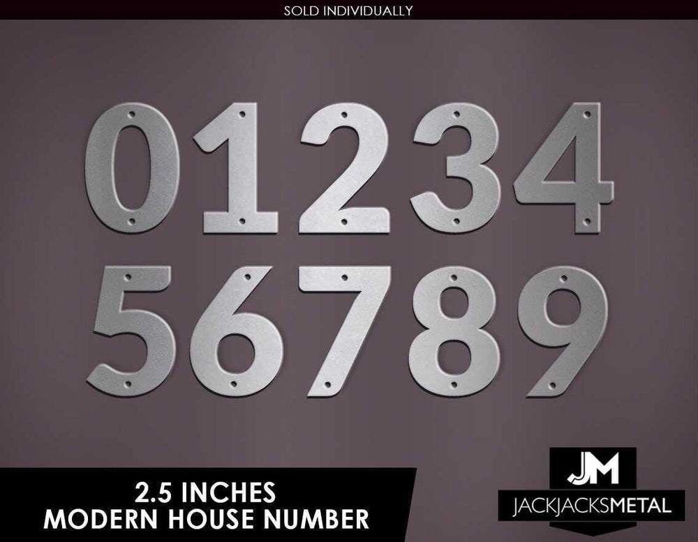 2.5" Modern Classic Metal Outdoor Address Signage Number - Modern Classic Home Address – Small Door Numbers - JackJacks Metal 