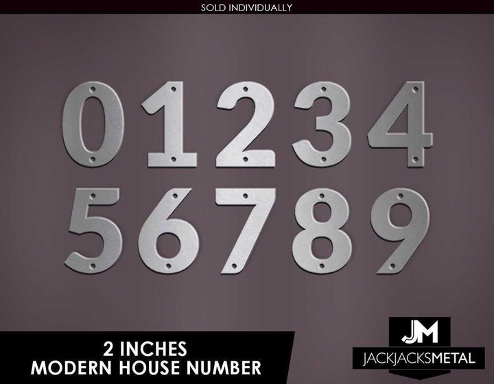 2" Modern Classic Metal Outdoor Address Signage Number - Modern Classic Home Address – Small Door Numbers - JackJacks Metal 