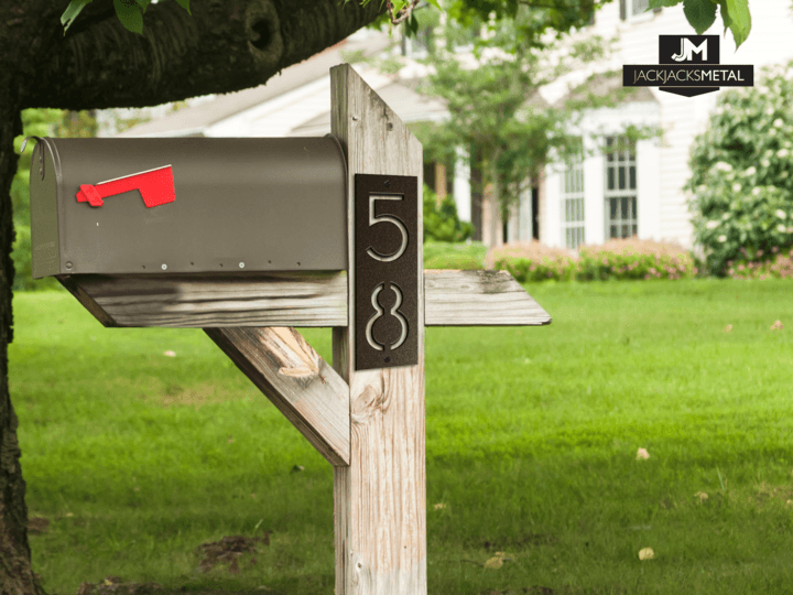 3" wide Vertical Address Sign for 4x4 Post - Custom Metal Address Signage - Personalized Home Address Signs - JackJacks Metal 