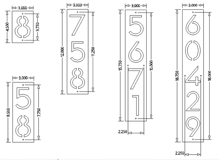 3" wide Vertical Address Sign for 4x4 Post - Custom Metal Address Signage - Personalized Home Address Signs - JackJacks Metal 