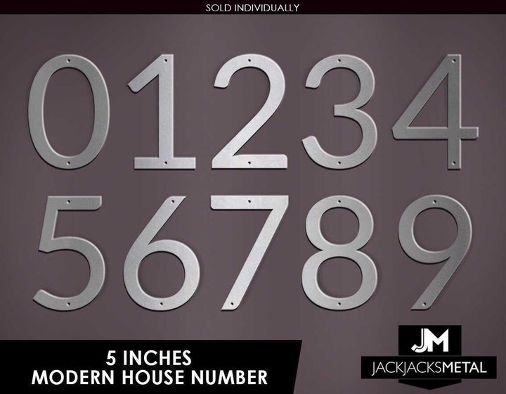5" Lato Metal Outdoor Address Signage Number - Contemporary Home Address – Medium Door Numbers - JackJacks Metal 