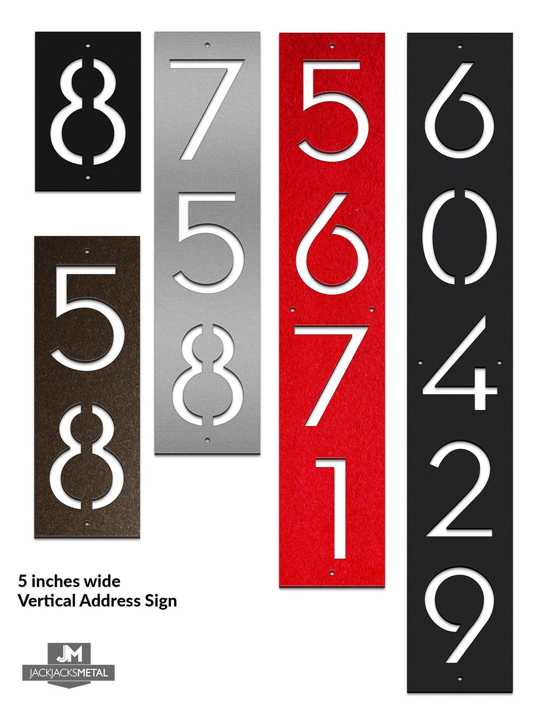 5" wide Vertical Address Plaques- Custom Metal Address Signage- Home Address Signs - JackJacks Metal 
