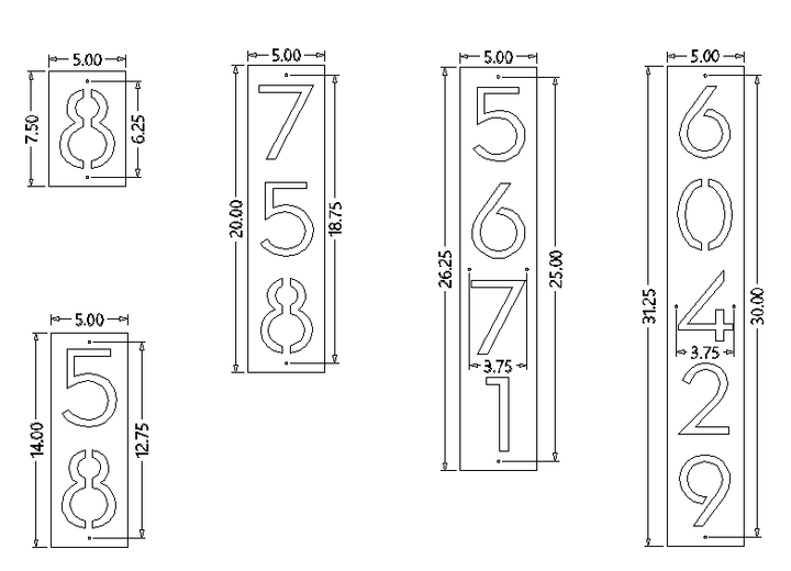 5" wide Vertical Address Plaques- Custom Metal Address Signage- Home Address Signs - JackJacks Metal 