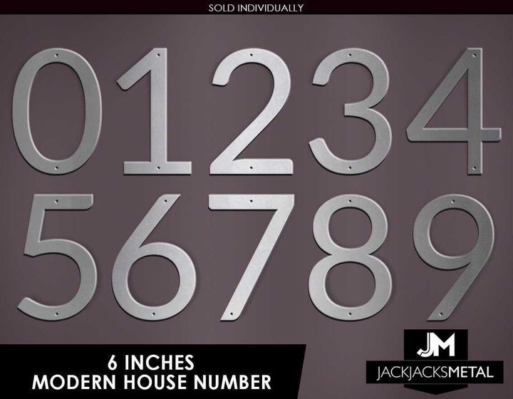 6" Modern Classic Metal Outdoor Address Signage Number - Modern Classic Home Address – Medium Door Numbers - JackJacks Metal 