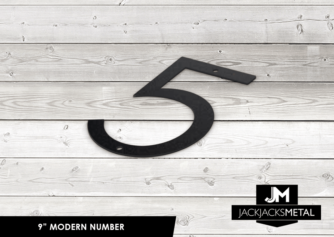 9'' Modern House Number or Letter - Contemporary Home Address - Large Door Numbers - JackJacks Metal 