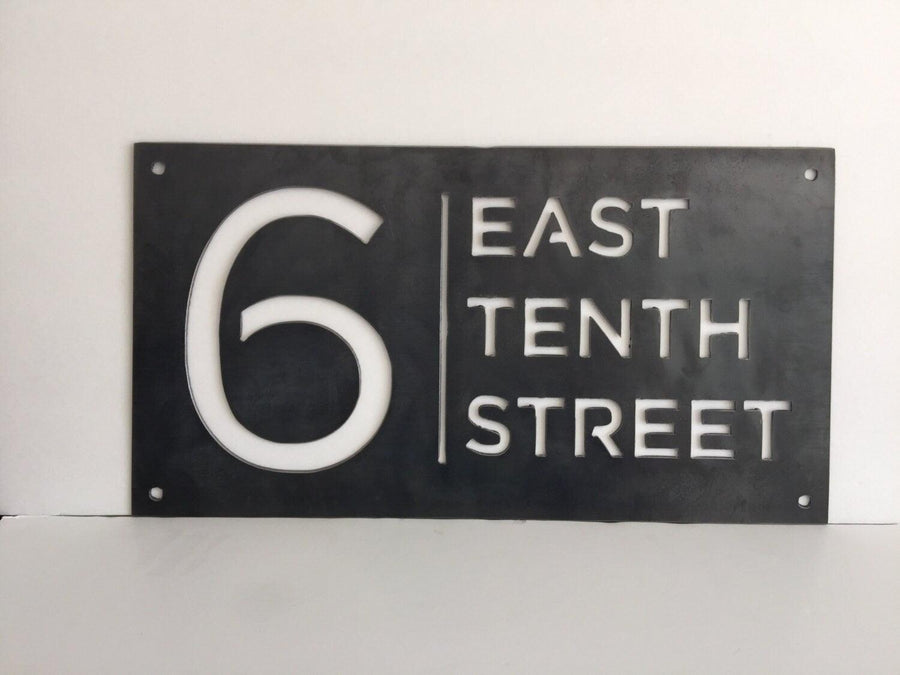 9" x 14" Custom Metal Address Sign House numbers and Street Address Sign - Plasma Cut from Mild Steel