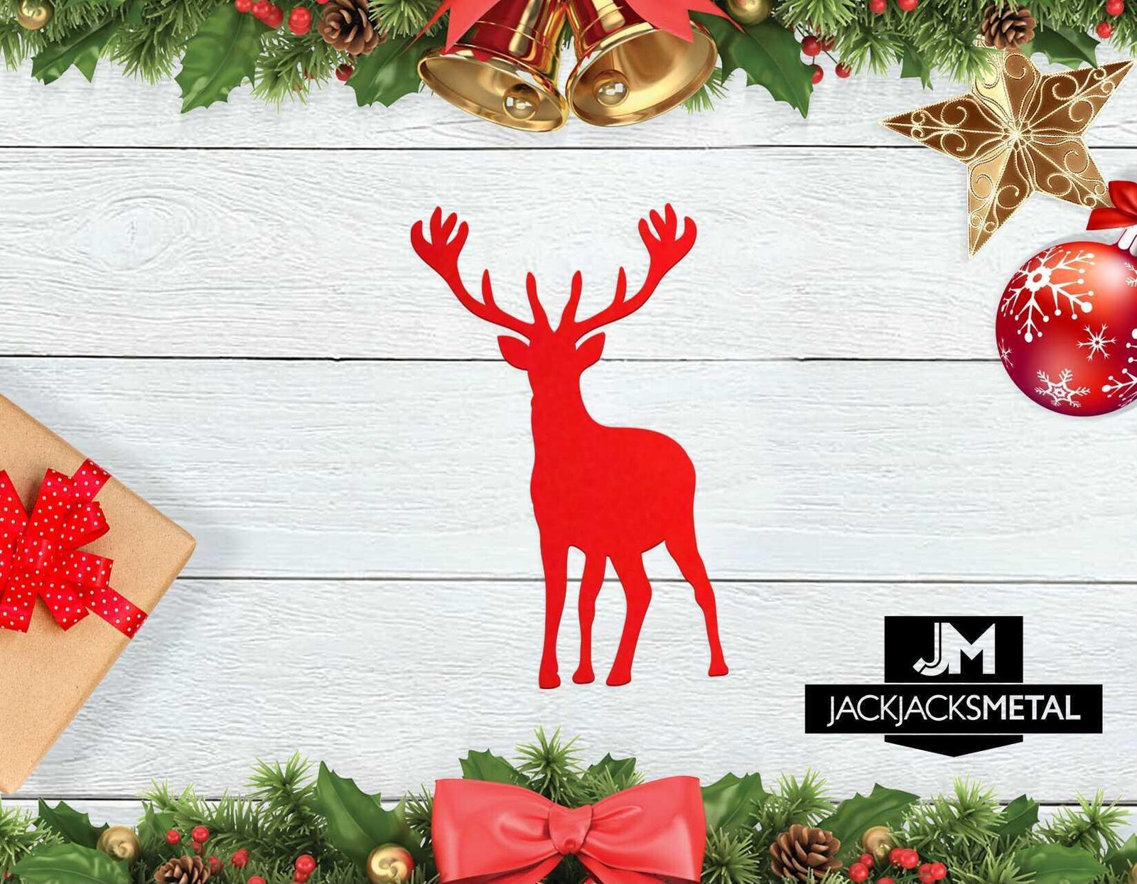 Christmas Reindeer Silhouette Metal Wall Sign - JackJacks Metal 