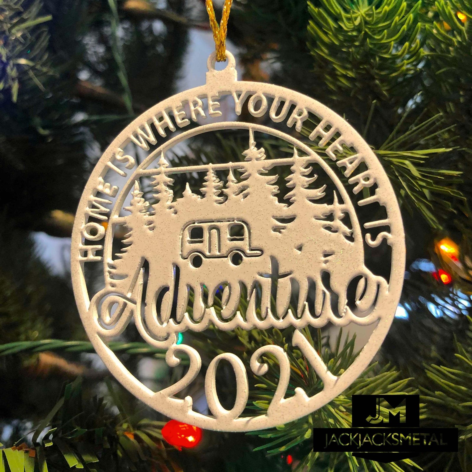 Christmas Tree Ornament - Circle Metal Ornament - Unique Christmas Ornament - JackJacks Metal 