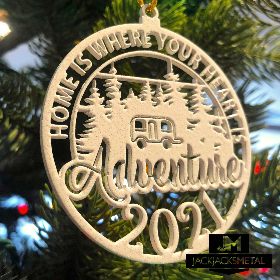 Christmas Tree Ornament - Circle Metal Ornament - Unique Christmas Ornament - JackJacks Metal 