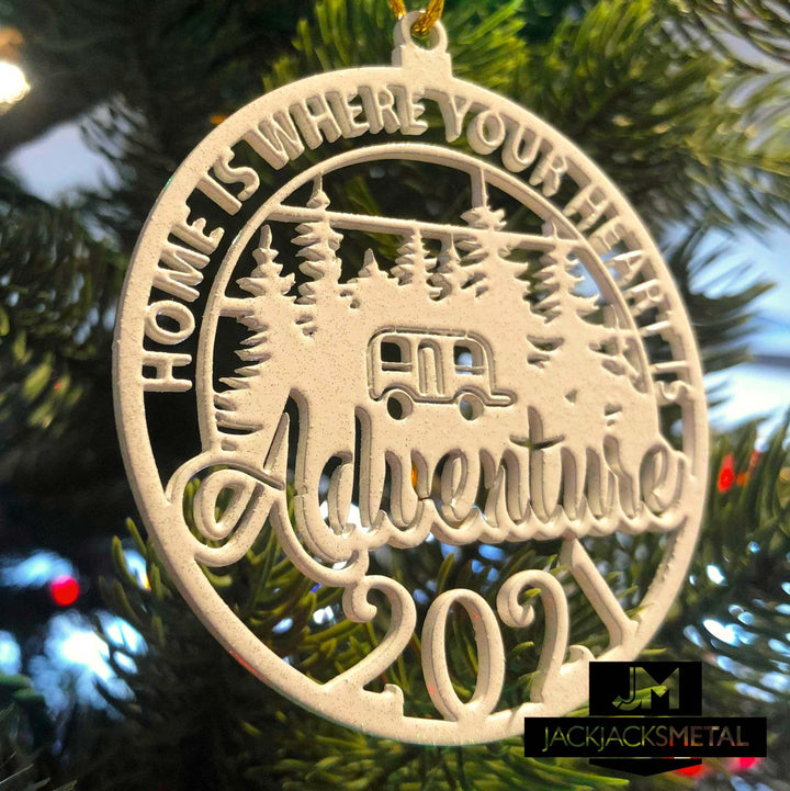 Christmas Tree Ornament - Circle Metal Ornament - Unique Christmas Ornament - JackJacks Metal 