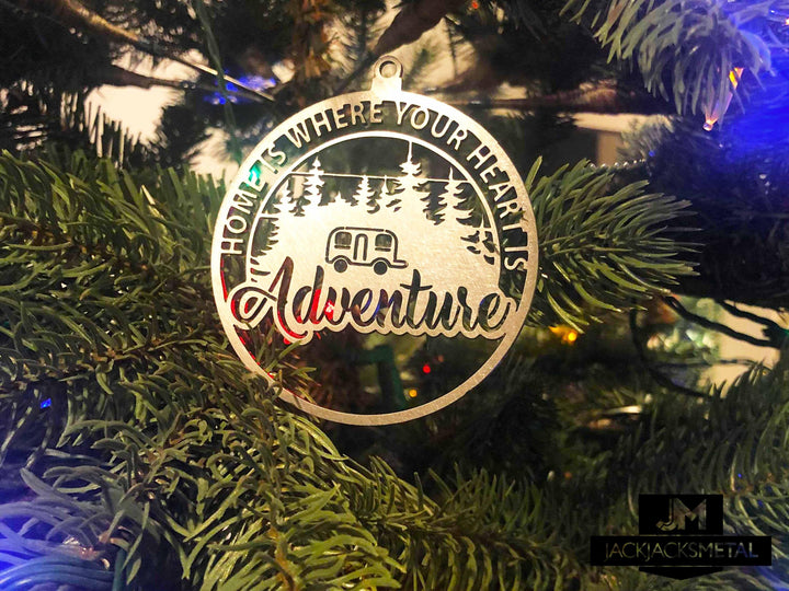 Christmas Tree Ornament - Circle Metal Ornament - Unique Christmas Ornament - JackJacks Metal 