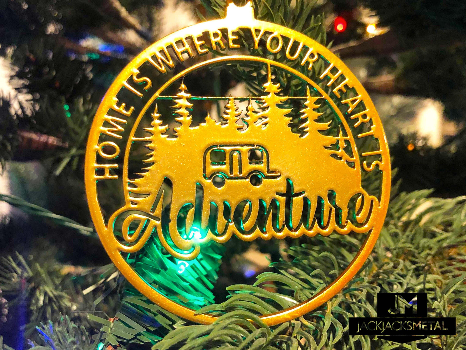 Christmas Tree Ornament - Circle Metal Ornament - Unique Christmas Ornament - JackJacks Metal 