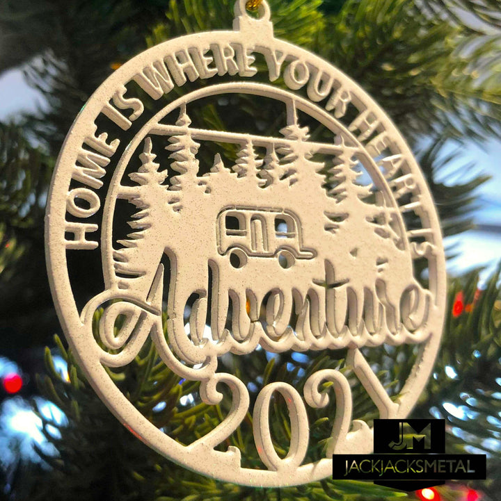 Christmas Tree Ornament - Circle Metal Ornament - Unique Christmas Ornament - JackJacks Metal 