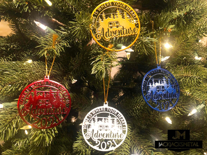 Christmas Tree Ornament - Circle Metal Ornament - Unique Christmas Ornament - JackJacks Metal 