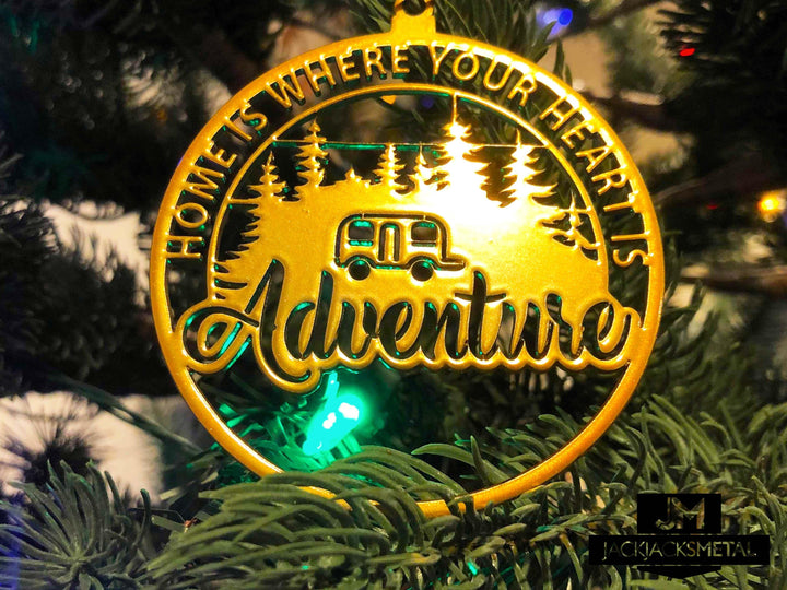 Christmas Tree Ornament - Circle Metal Ornament - Unique Christmas Ornament - JackJacks Metal 