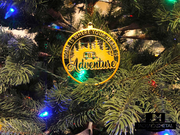 Christmas Tree Ornament - Circle Metal Ornament - Unique Christmas Ornament - JackJacks Metal 