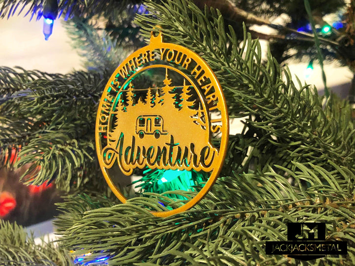 Christmas Tree Ornament - Circle Metal Ornament - Unique Christmas Ornament - JackJacks Metal 