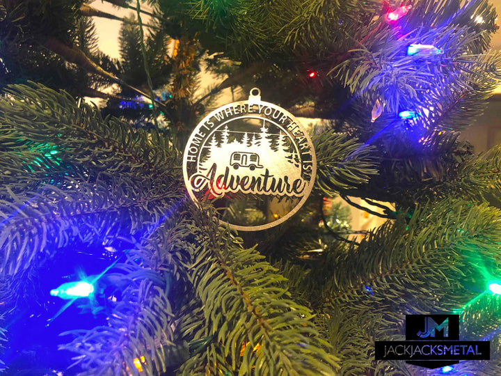 Christmas Tree Ornament - Circle Metal Ornament - Unique Christmas Ornament - JackJacks Metal 