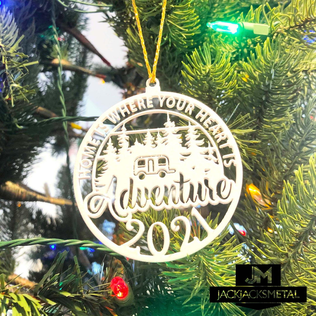 Christmas Tree Ornament - Circle Metal Ornament - Unique Christmas Ornament - JackJacks Metal 