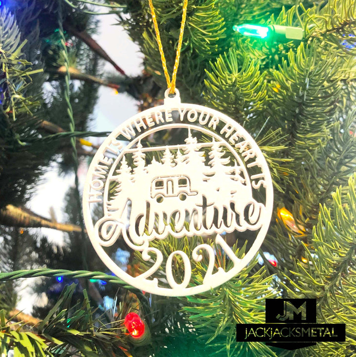 Christmas Tree Ornament - Circle Metal Ornament - Unique Christmas Ornament - JackJacks Metal 