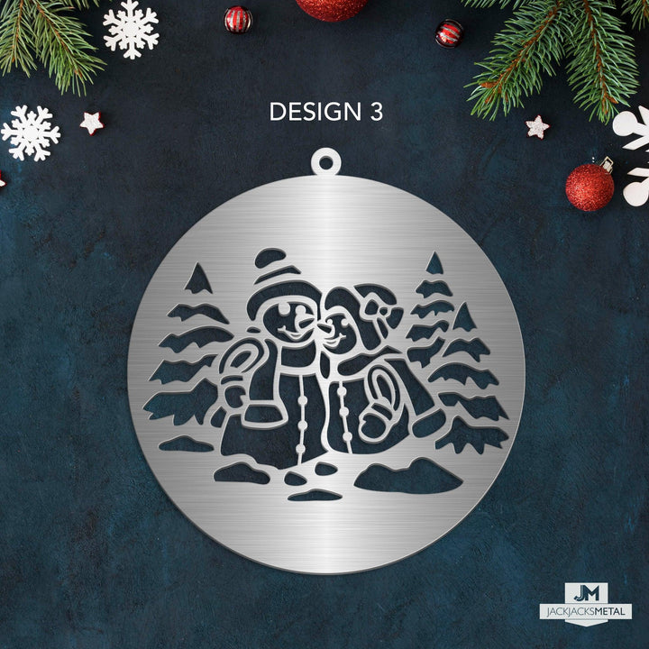 Christmas Tree Ornament - Circle Metal Ornament - Unique Christmas Ornament - Sold by piece - JackJacks Metal 