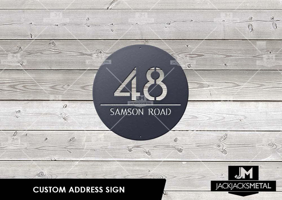 Circle Address Plaques - Round Custom Metal Address Signage - Contemporary Home Address Signs - JackJacks Metal 