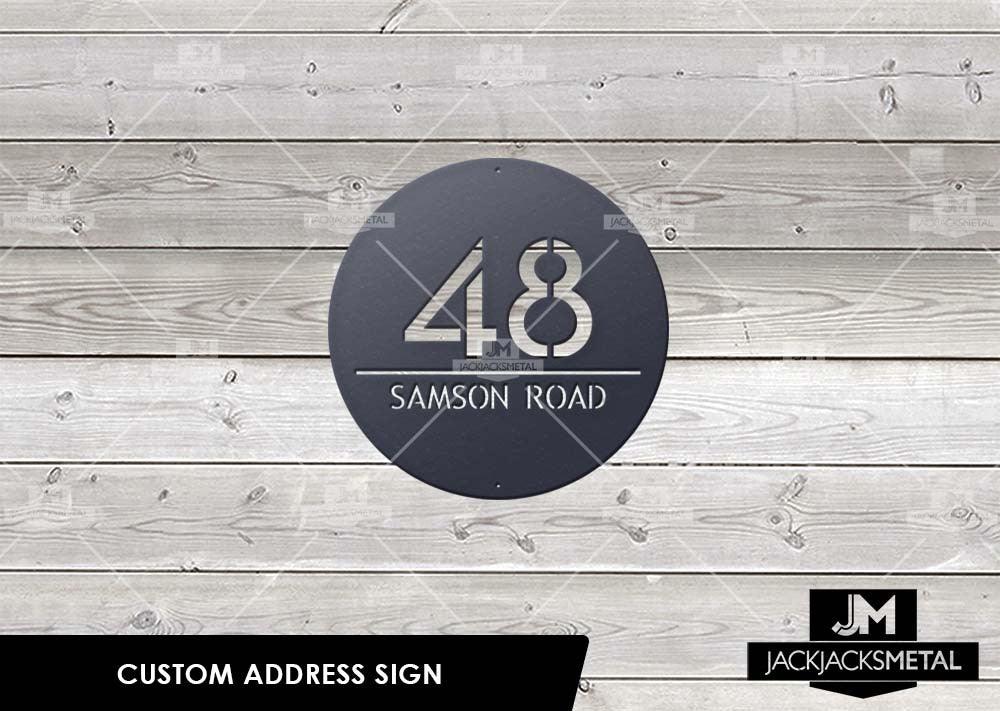 Circle Address Plaques - Round Custom Metal Address Signage - Contemporary Home Address Signs - JackJacks Metal 