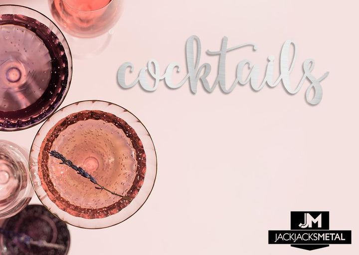 Cocktails Word Wall Art Sign - JackJacks Metal 