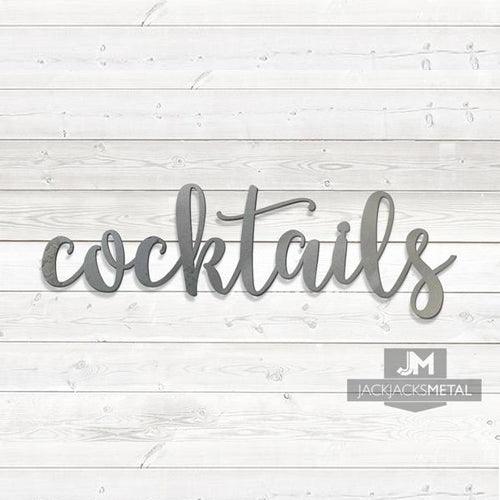 Cocktails Word Wall Art Sign - JackJacks Metal 