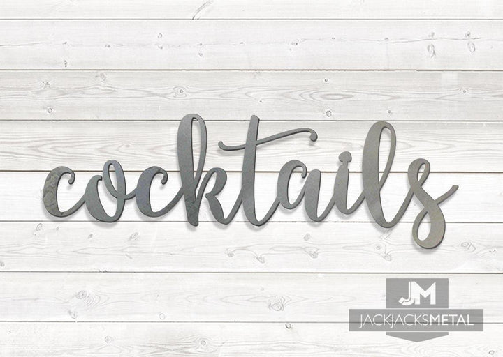 Cocktails Word Wall Art Sign - JackJacks Metal 