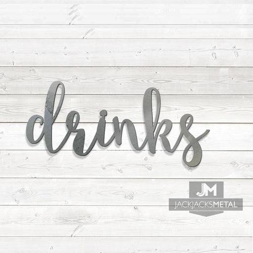 Drinks Word Wall Art Sign Rustic sign - JackJacks Metal 