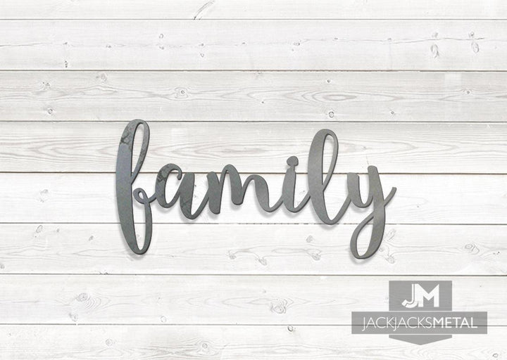 Family Word Wall Art Sign Rustic sign - JackJacks Metal 