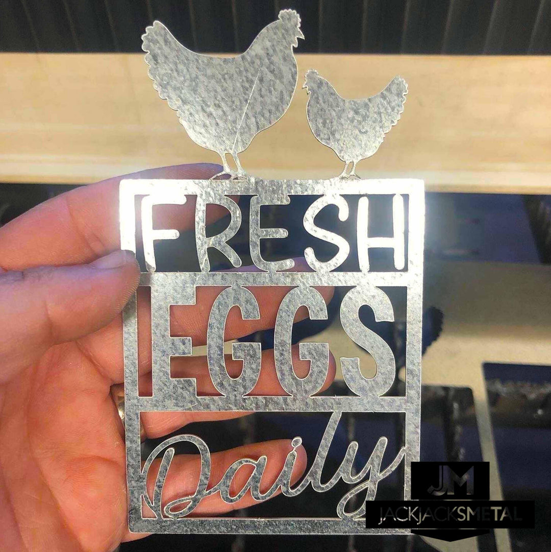 Fresh Eggs Daily Farmhouse Metal Sign - JackJacks Metal 
