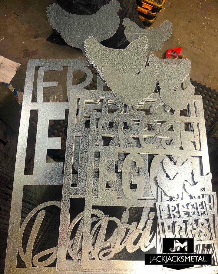 Fresh Eggs Daily Farmhouse Metal Sign - JackJacks Metal 