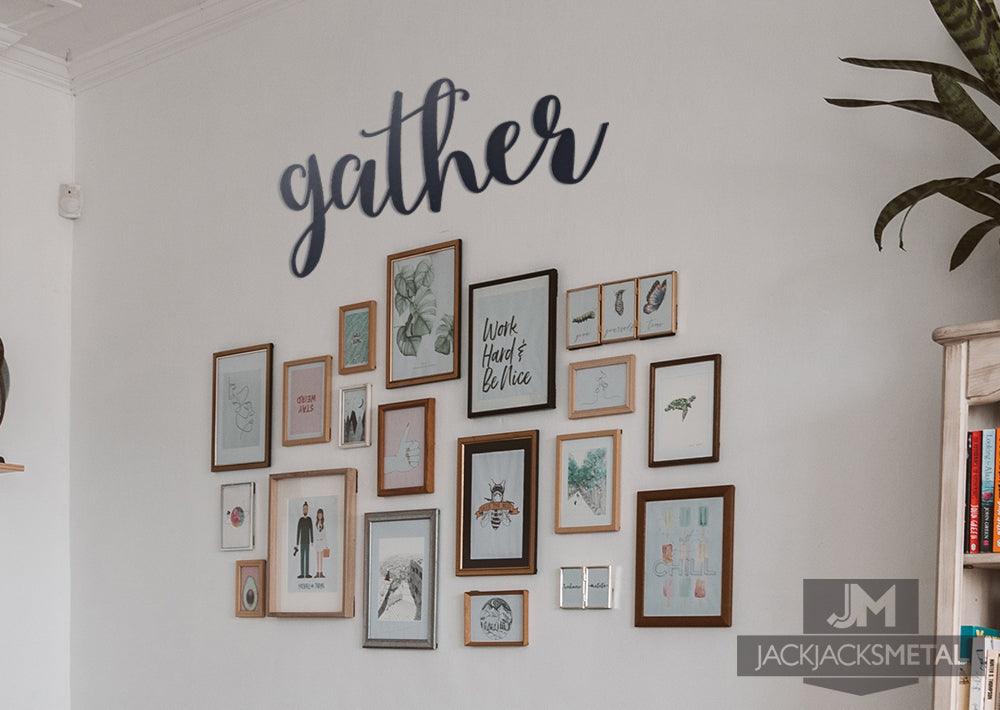Gather Word Wall Art Sign- 31'' x 15'' - JackJacks Metal 