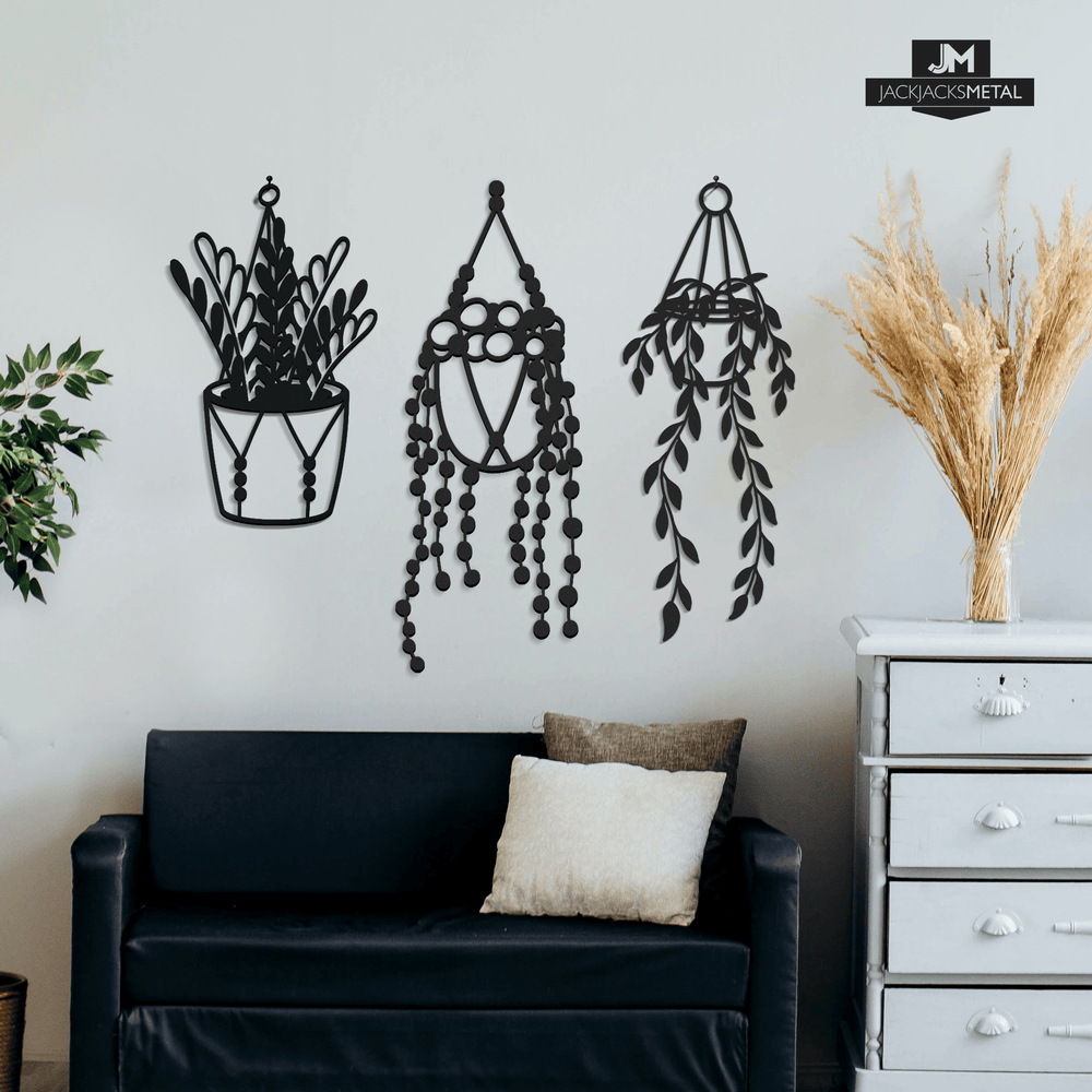 Hanging House Plants Metal Wall Arts - JackJacks Metal 