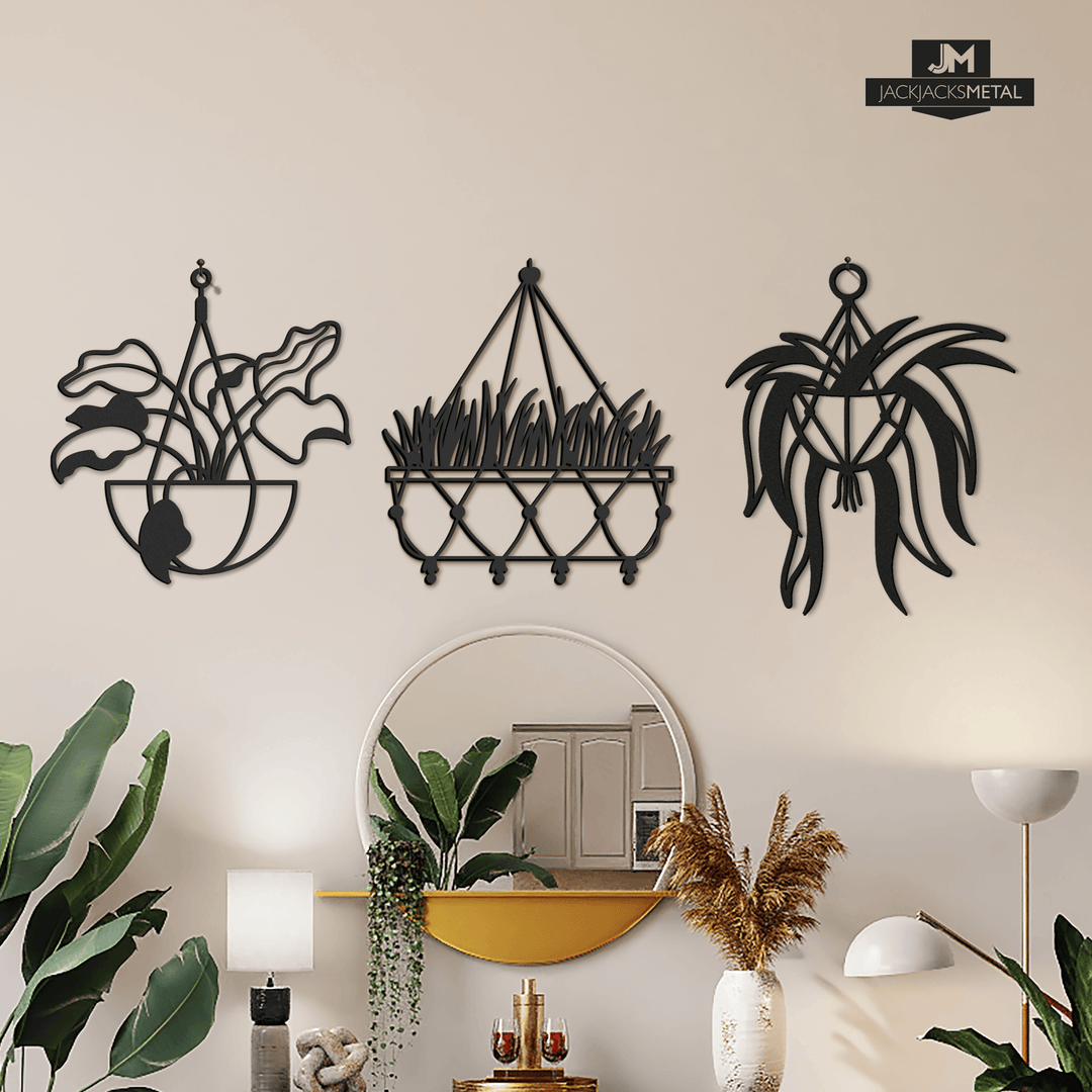 Hanging House Plants Metal Wall Arts - JackJacks Metal 