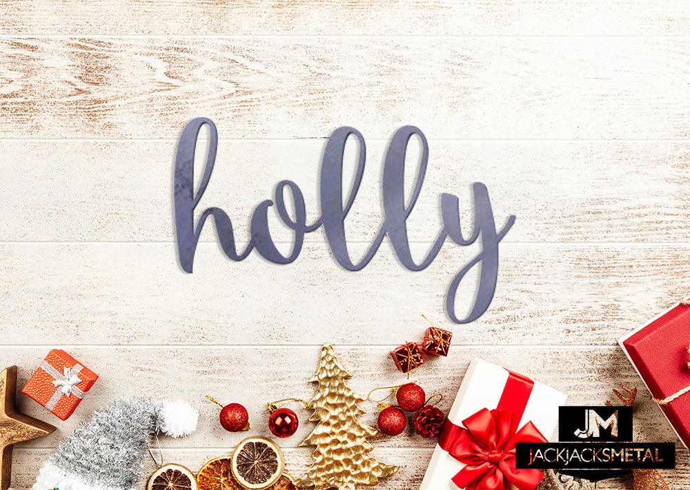 Holly Word Wall Art Sign - JackJacks Metal 