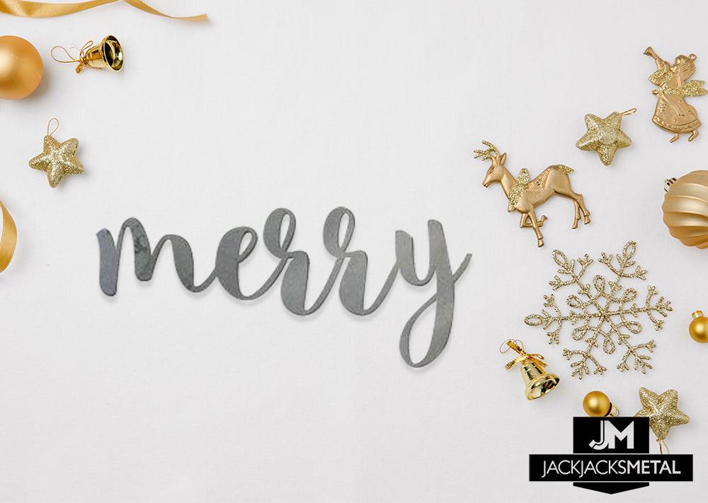 Merry Word Wall Art Sign - JackJacks Metal 